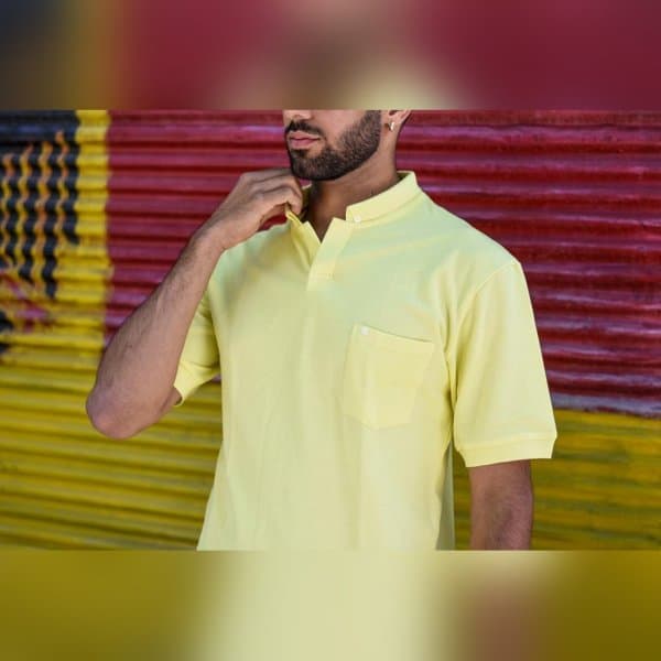پولو شرت قاپک کوتاه لیمویی پک 12 عددی - تصویر 1