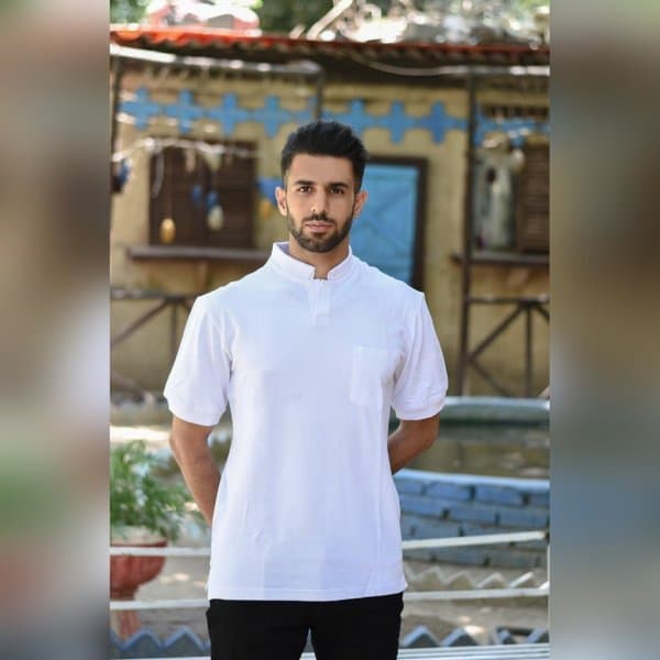 پولو شرت قاپک کوتاه سفید پک 12 عددی - تصویر 1