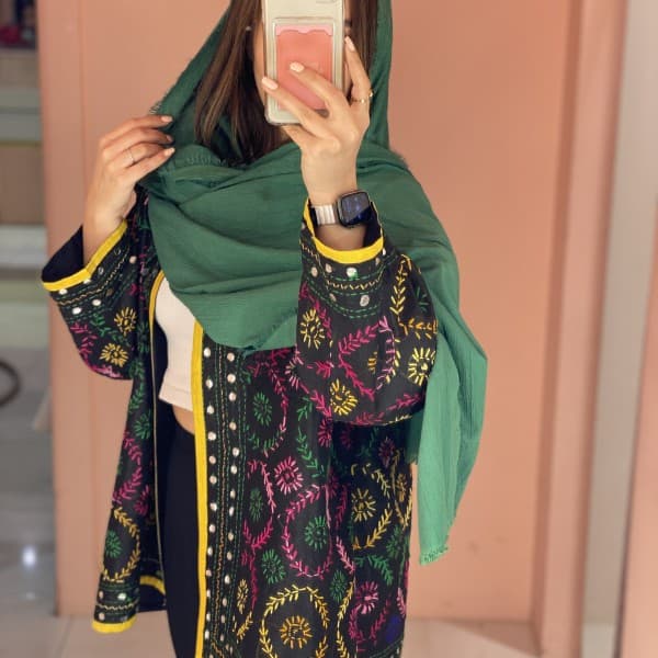 مانتو ابریشم کوکدوزی - تصویر 1