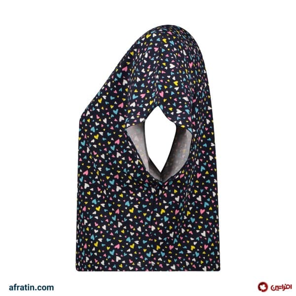 ست نیم تنه و شلوارک زنانه مدل قلب ریز رنگ سرمه ای کد6571 - تصویر 4