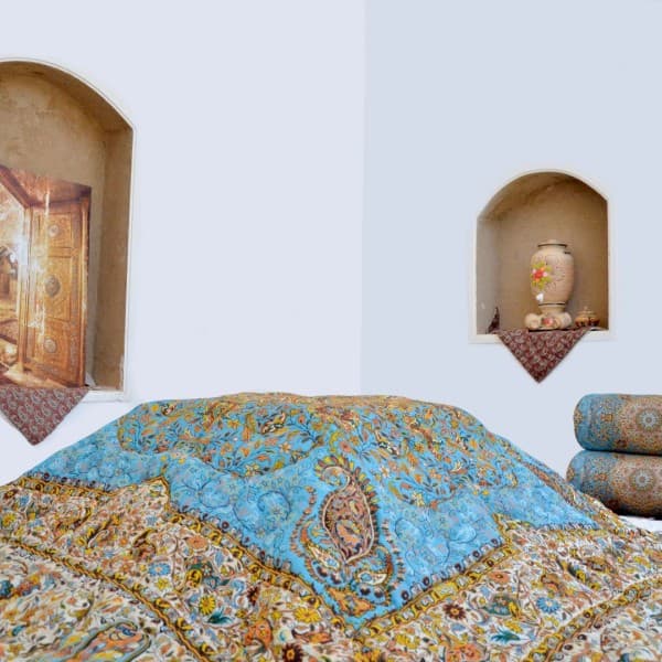 لحاف کرسی خاتون فیروزه ای(پشمی و دست دوز) - تصویر 1
