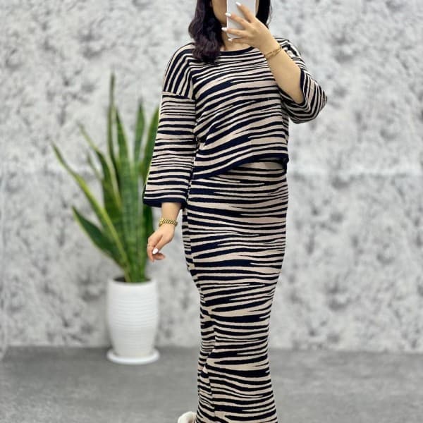 ست دوتیکه بافت بلوز و سارفون - تصویر 1