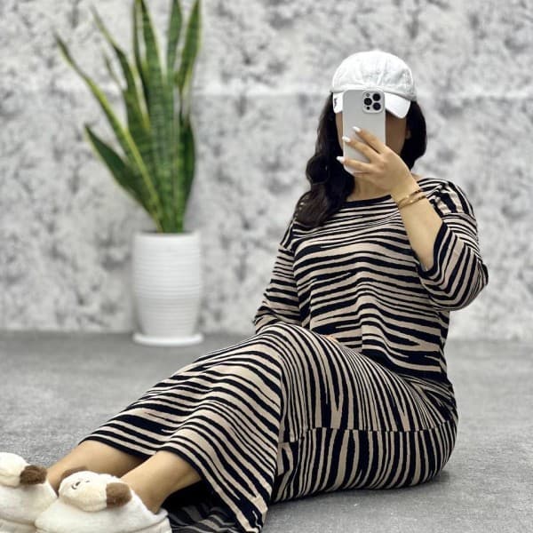 ست دوتیکه بافت بلوز و سارفون - تصویر 2