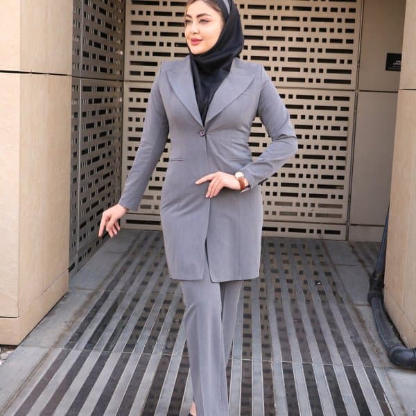 مانتو شلوار اداری باران دخت مدل تک دکمه کد 4040 - تصویر 1