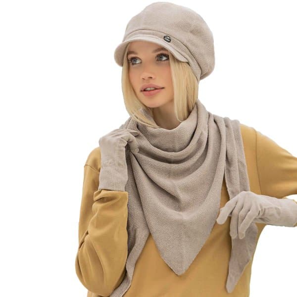 ست کلاه نقابدار و شال مثلثی و دستکش بافت اندلس - تصویر 1