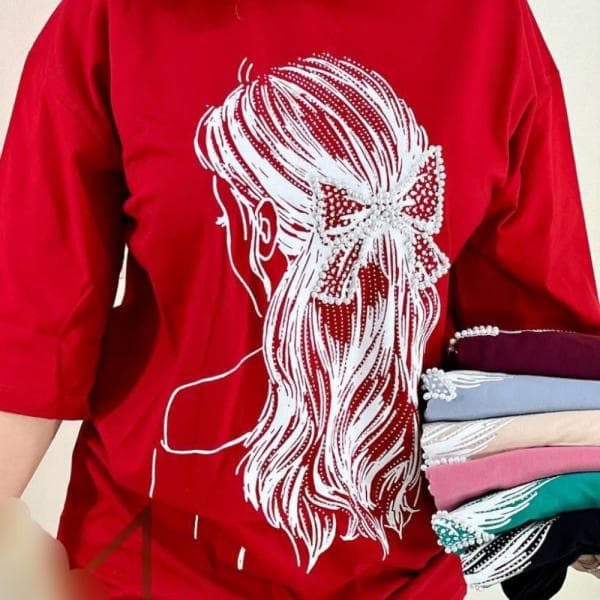 تیشرت لانگ گیسو مروارید - تصویر 1