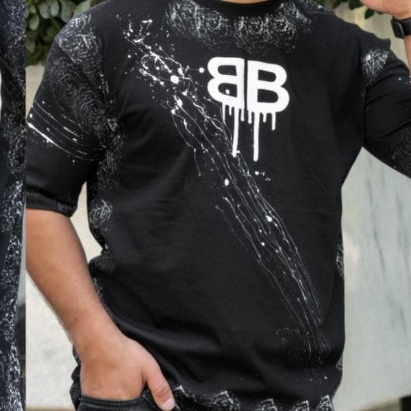 تیشرت پنبه ۲۸ اعلاء قواره باکسی لش چاپی - تصویر 1