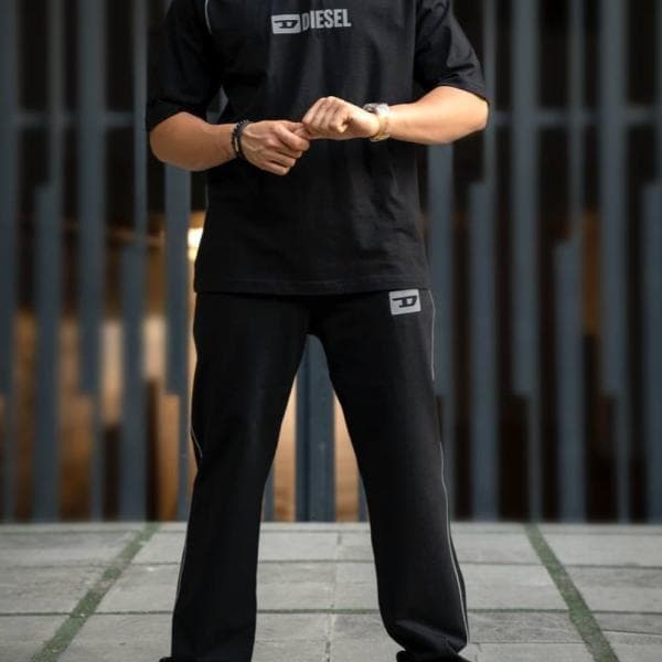 ست اسلش و تیشرت پنبه مغزی دوزی - تصویر 1