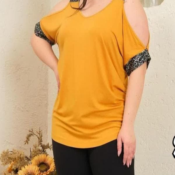 تیشرت کمینو سرشانه باز پلنگی کد 6558 - تصویر 1