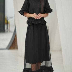 ست بلوز دامن توردار لنین