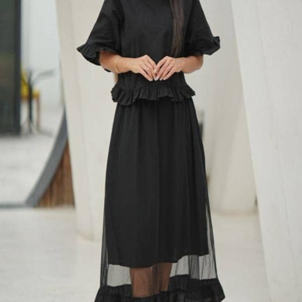 ست بلوز دامن توردار لنین