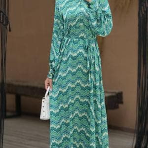 پیراهن بلند یقه شکاری