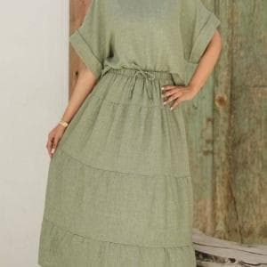 ست کراپ دامن چین دار شانتون