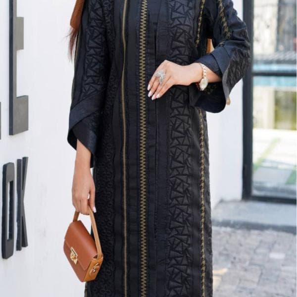 مانتو بلند آستین نواری - تصویر 1