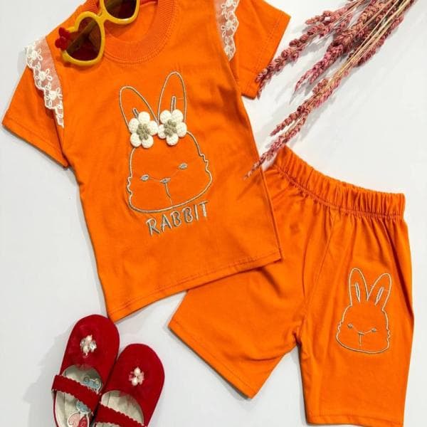 تیشرت و شلوارک خرگوشی نارنجی