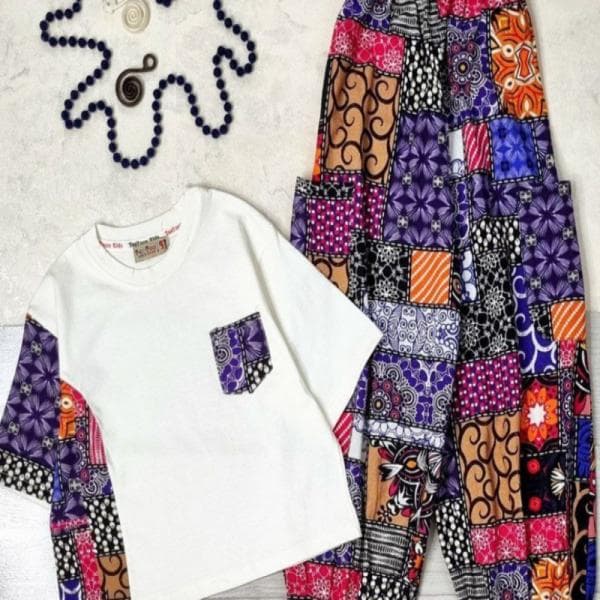 تیشرت وشلوار لینن طرح دار - تصویر 1