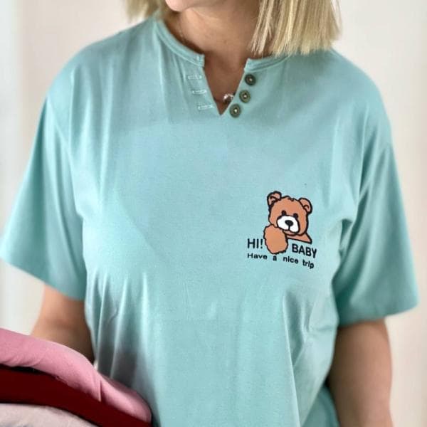 تیشرت نخ پنبه جلو دکمه - تصویر 1