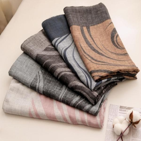 روسری نخی طرح مواج دوردوخت منگوله دار کد 20335 - تصویر 6