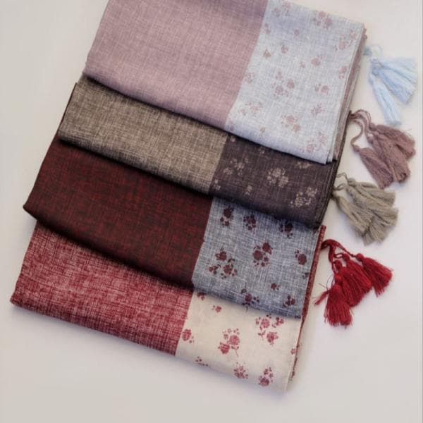 روسری نخی طرح پونه دور دوخت منگوله دار - تصویر 6