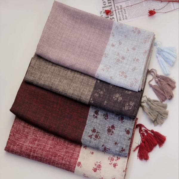 روسری نخی طرح پونه دور دوخت منگوله دار - تصویر 3