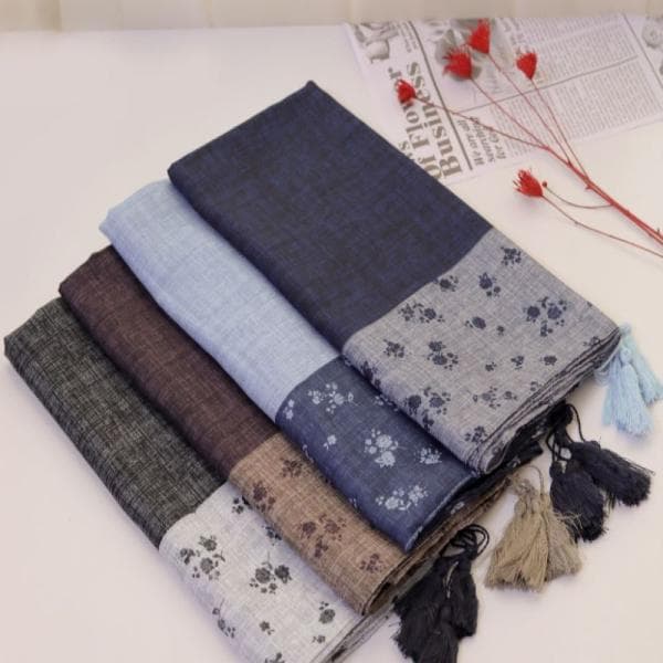 روسری نخی طرح پونه دور دوخت منگوله دار - تصویر 7