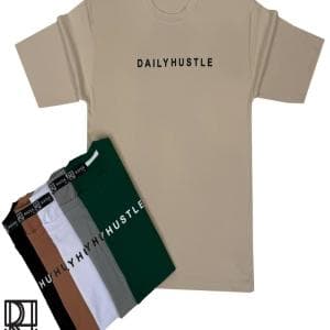 تیشرت باکسی استین سه ربع طرح DAILY HUSTLE