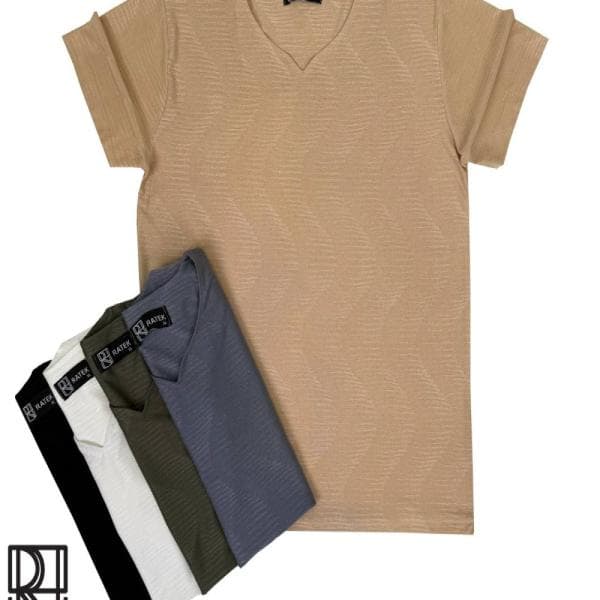 تیشرت یقه کوبایی طرح لونا درجه یک - تصویر 1