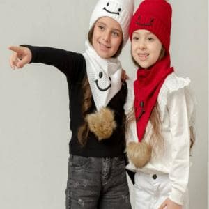 ست زمستانی دخترانه کلاه و شال گردن بافت