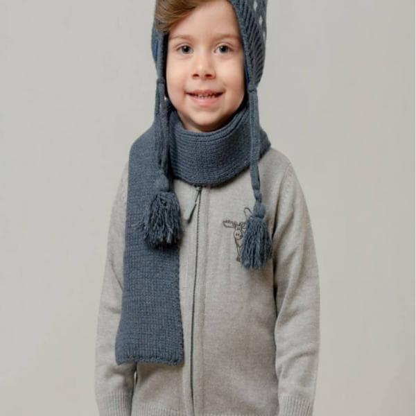 ست پسرانه زمستانه شال و کلاه و سویشرت بافتنی - تصویر 2