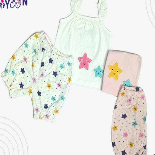 ست دخترانه تاپ و شلوارک طرح ستاره - تصویر 1