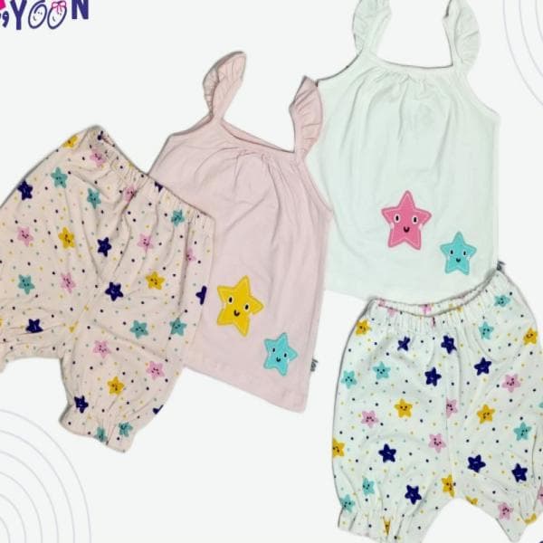 ست دخترانه تاپ و شلوارک طرح ستاره - تصویر 2