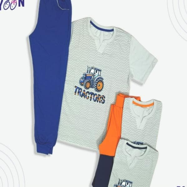 ست پسرانه تیشرت و شلوار طرح تراکتور - تصویر 1