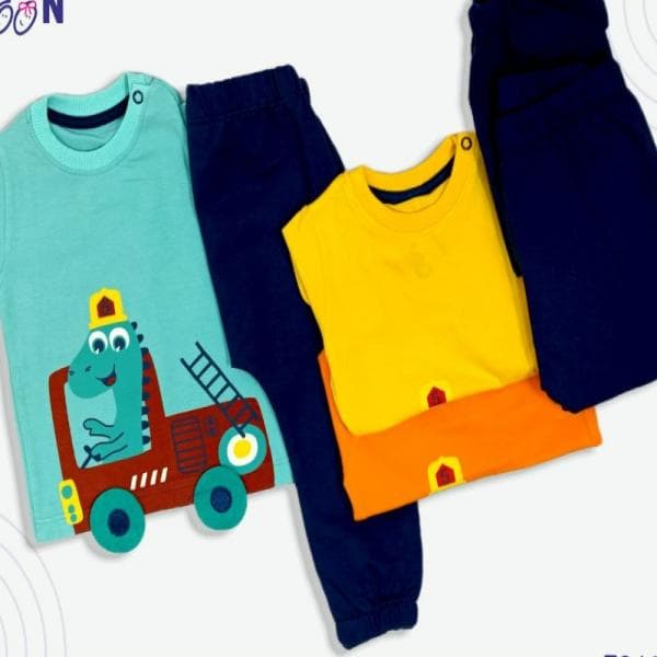 ست پسرانه تیشرت و شلوار طرح ماشین آتشنشانی - تصویر 2