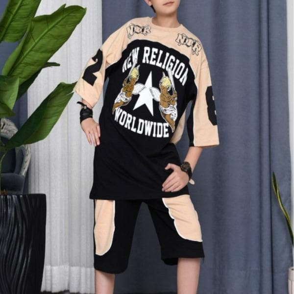 ست پسرانه تیشرت و شلوارک طرح فرشته - تصویر 1