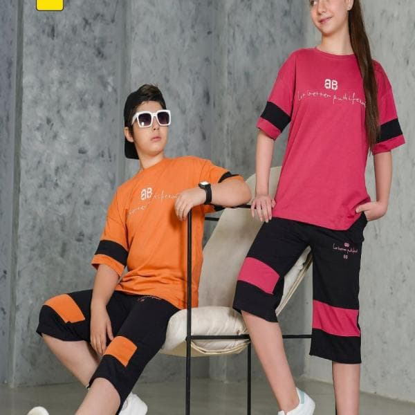 ست اسپرت تیشرت و شلوارک طرح B - تصویر 1