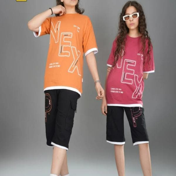 ست دخترانه تیشرت و شلوارک - تصویر 2