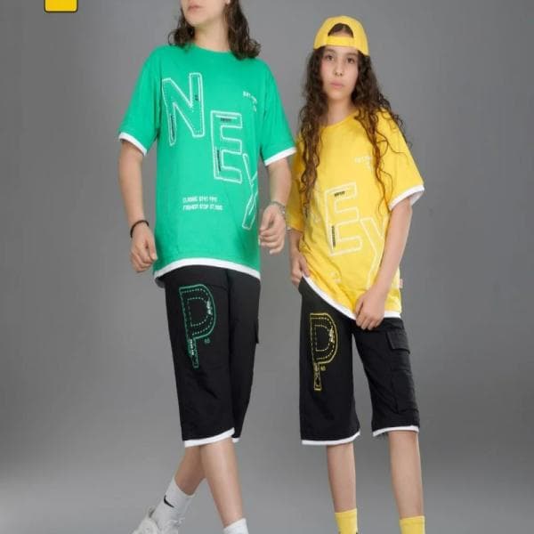 ست دخترانه تیشرت و شلوارک - تصویر 1