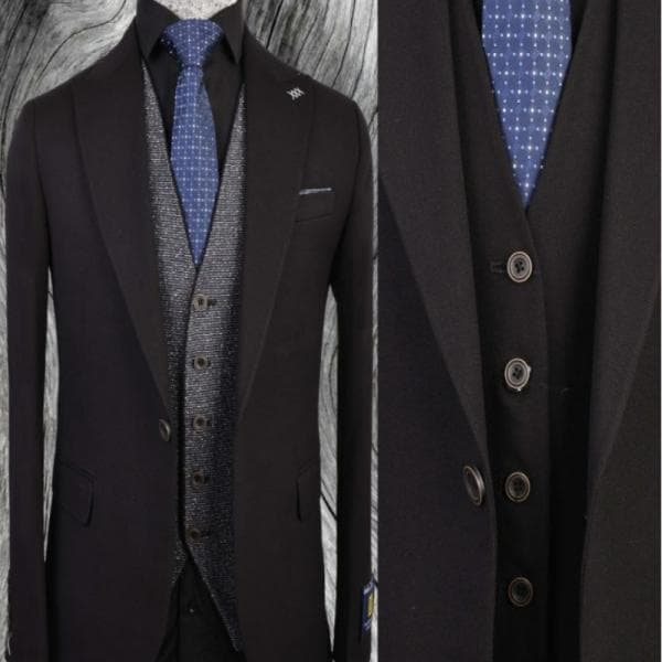 کت و شلوار یقه بلیزر تک دکمه دوچاک - تصویر 4