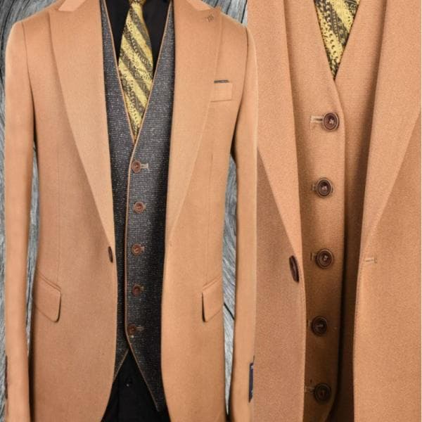 کت و شلوار یقه بلیزر تک دکمه دوچاک - تصویر 1