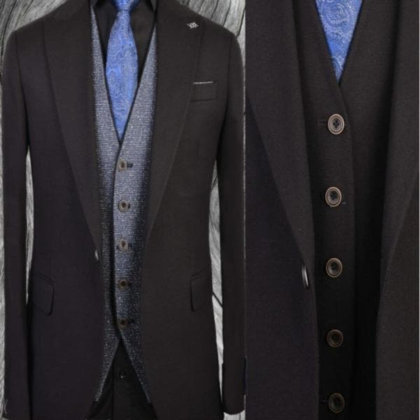 کت و شلوار یقه بلیزر تک دکمه دوچاک - تصویر 2