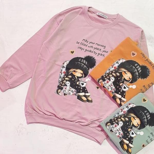 بلوز دورس پنبه دختر کاپوچینو - تصویر 1