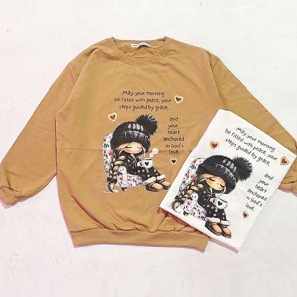 بلوز دورس پنبه دختر کاپوچینو - تصویر 2