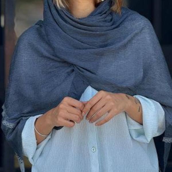 شال نخی دور دانتل گندمی - تصویر 9
