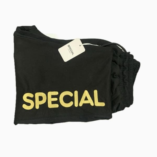 ست آستین بلند و شلوار اورسایز مشکی برند SPECIAL پارچه دورس دو نخ لاکرا در سایزبندی - تصویر 7