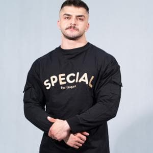 ست آستین بلند و شلوار اورسایز مشکی برند SPECIAL پارچه دورس دو نخ لاکرا در سایزبندی