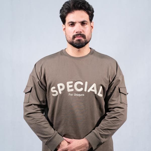 ست آستین بلند و شلوار اورسایز سبز فرمی برند SPECIAL پارچه دورس دو نخ لاکرا در سایزبندی - تصویر 1