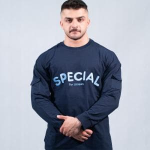 ست آستین بلند و شلوار اورسایز سرمه ای برند SPECIAL پارچه دورس دو نخ لاکرا در سایزبندی