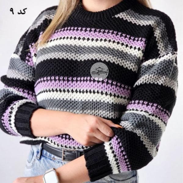 بلوز بافت راه راه درشت کد3025 - تصویر 6