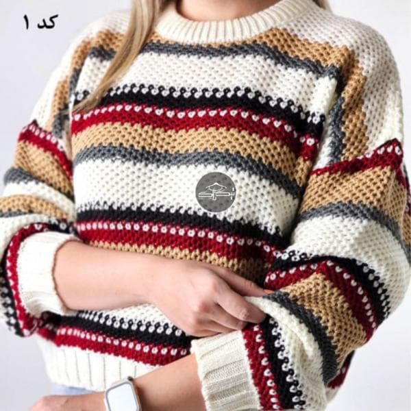 بلوز بافت راه راه درشت کد3025 - تصویر 7