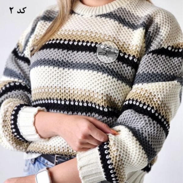 بلوز بافت راه راه درشت کد3025 - تصویر 8